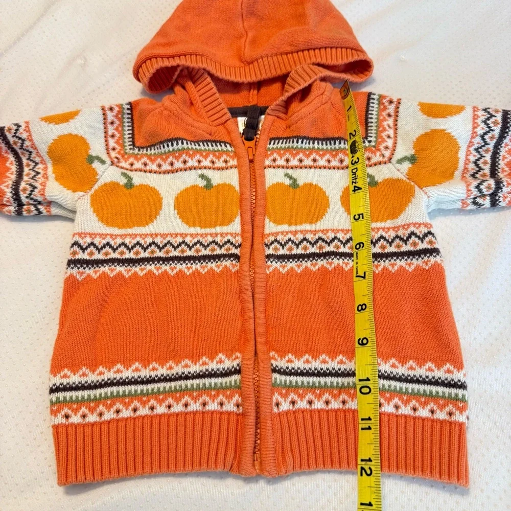 Gymboree Pumpkin Zip Up Hooded Sweater Jacket Size 12-18 Months Fall Harvest